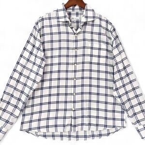Peter Millar Shirt Mens L White Blue Plaid Button Up Long Sleeve Preppy Casual